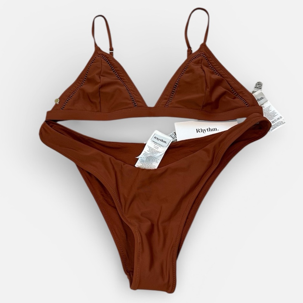 Rhythm. Swim Bikini 2 Piece Set Size XL NWT Brown Top Bottom